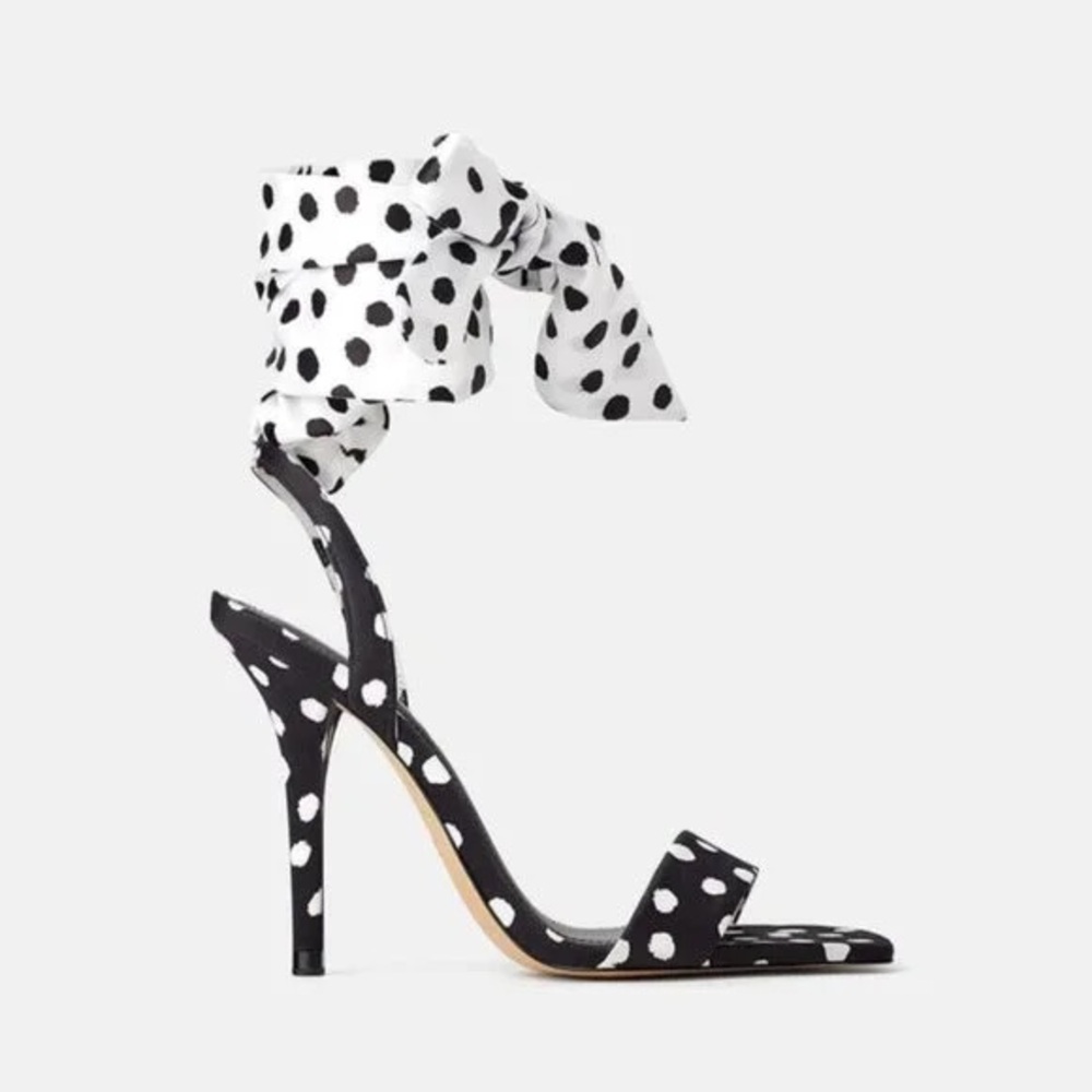 Zara Polka Dot Ankle Strap Heels, SIZE 36